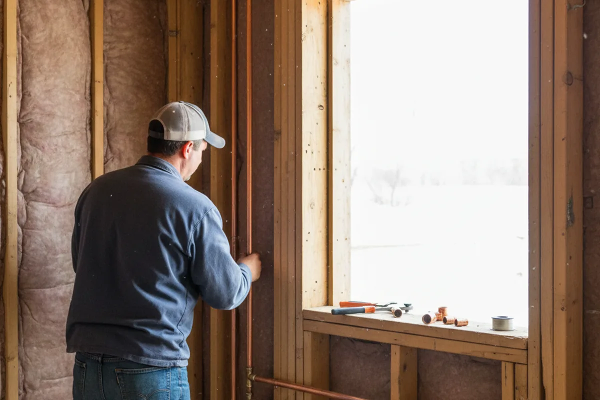 Licensed plumber running new copper supply lines in a Cheyenne home