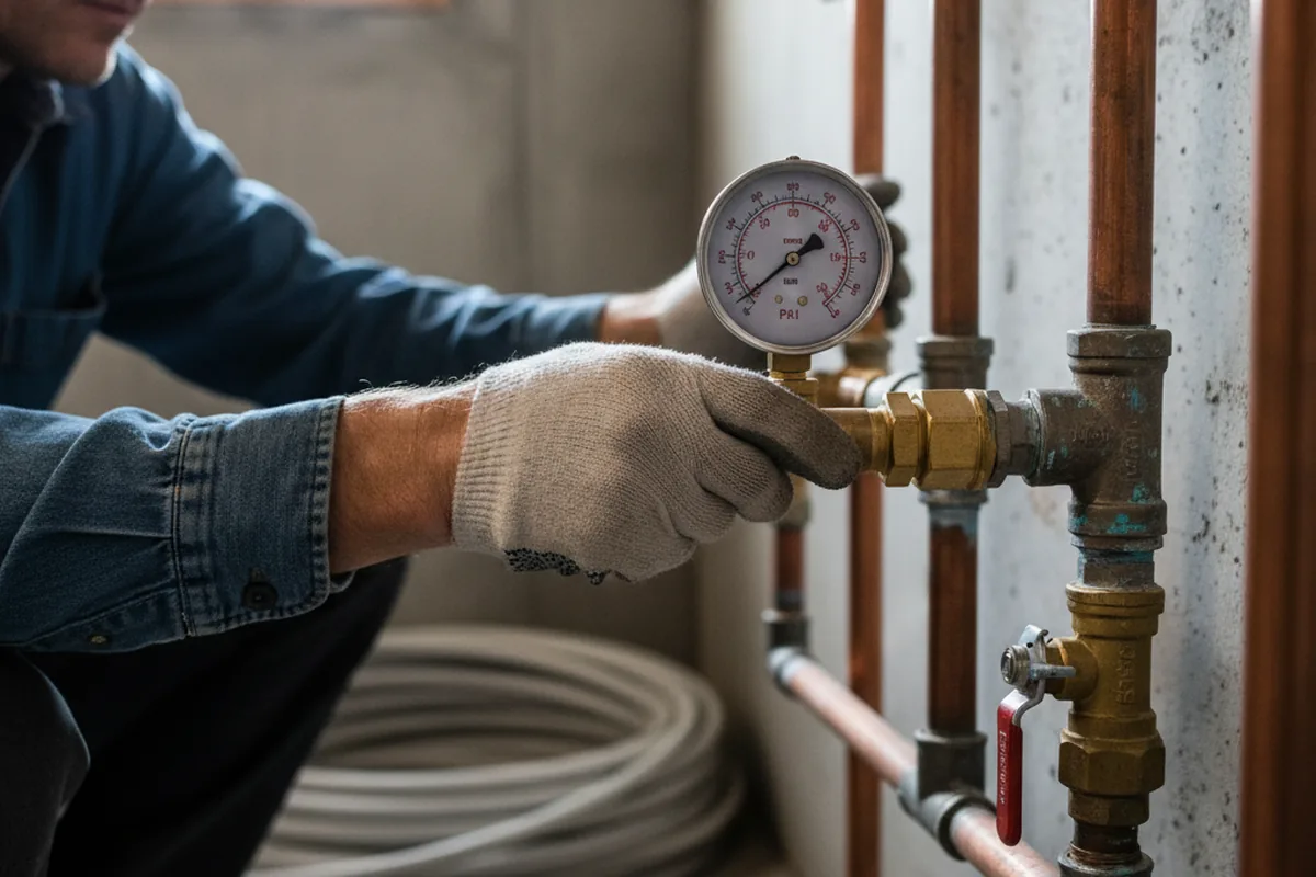 Pressure testing a repaired line during Water Line Repair in Cheyenne